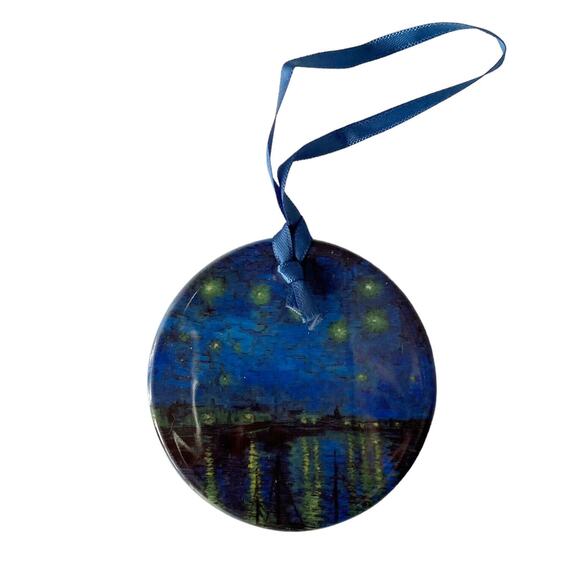 Van Gogh Over the Rhone Keepsake Ornament RainCaper Double Sided 3" PorcelainNEW - Picture 1 of 6